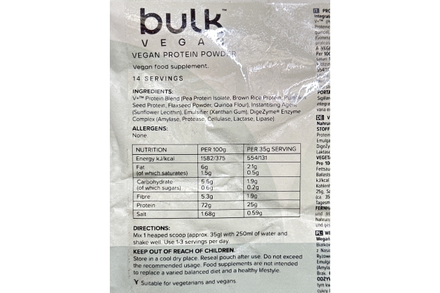 Bulk Vegan Protein Powder | Unflavoured 500g Bag | 14 Servings