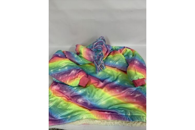 Child’s Unicorn Basunee Hoodie multi coloured Rainbow Oversized Fleece 3