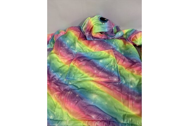 Child’s Unicorn Basunee Hoodie multi coloured Rainbow Oversized Fleece 5