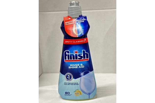 Finish | Finish Dishwasher Rinse & Shine Aid | Lemon| 400ml | For Drier Glasses and Spot Prevention