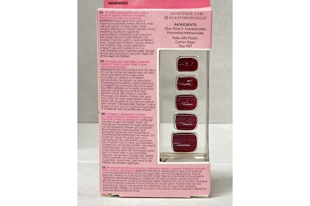 Invogue Wine Red Square Nails (24 Pieces)