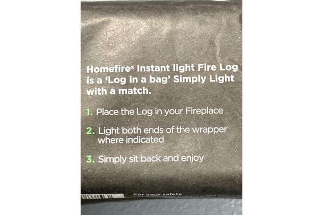 HOMEFIRE SMOKELESS FIRE LOG INSTANT LIGHT 2/3 HRS