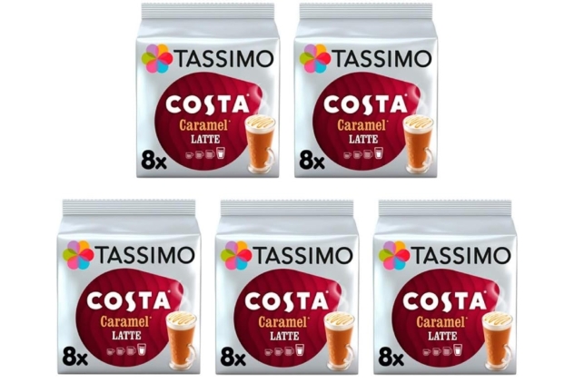 Tassimo Costa Caramel Latte Coffee Pods x8 (Pack of 5, Total 40 Drinks) Best Before Date 05/09/2024