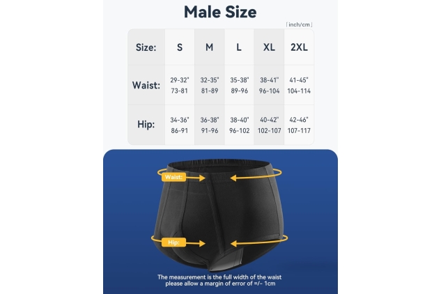 Carer Mens Incontinence Pants Reusable Washable Cotton Incontinence Pants with Absorbent Pad 200ML Urine Volume Black LARGE Size