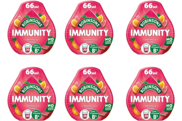 Robinsons Immunity Benefit On-The-Go Squash Drops Orange & Guava, Vitamin B6 & Zinc 66ml (Pack Of 6) Great For Travel, Commuters | Office Workers | Business Supplies | Hand Held Size