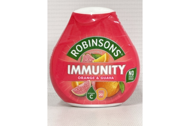 Robinsons Immunity Benefit On-The-Go Squash Drops Orange & Guava, Vitamin B6 & Zinc 66ml (Pack Of 6) Great For Travel, Commuters | Office Workers | Business Supplies | Hand Held Size