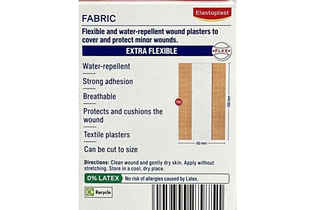 Elastoplast Fabric Cut to Size Plasters (1m x 6cm), Extra Flexible Fabric Plasters Move with the Body, Water-Repellent & Breathable Large Plasters Help Protect Wounds