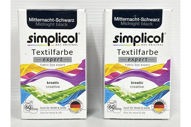 simplicol expert fabric paint for washing machine or manual colouring: Tie Dye, Recolour, and Restore Your Fabrics and Clothes - Midnight Black (pack of 2)