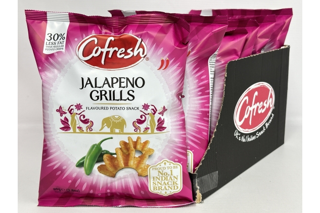 Cofresh Mild & Tangy Jalapeno Potato Grills 80g (Pack Of 6) BBE 23/10/2024