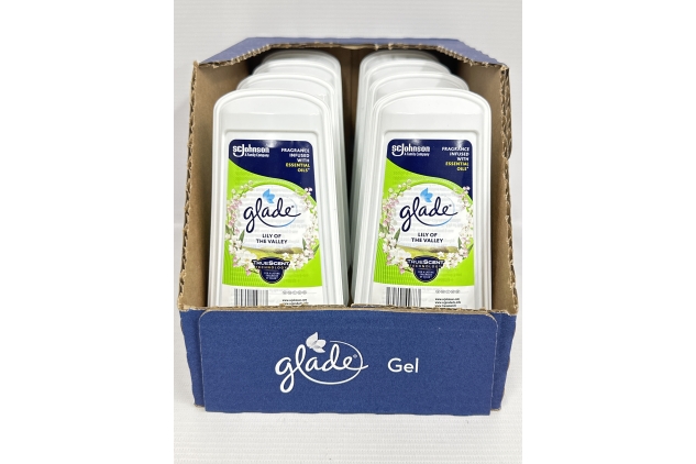 Glade Solid Gel Air Freshener, Odour Eliminator for Home & Bathroom, Lily Of The Valley, Pack of 8 (8 x 150g)