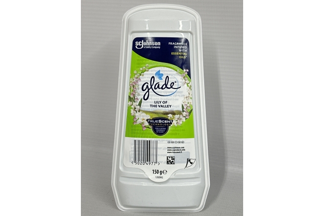 Glade Solid Gel Air Freshener, Odour Eliminator for Home & Bathroom, Lily Of The Valley, Pack of 8 (8 x 150g)