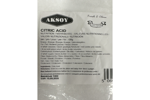 AKSOY Citric Acid Food Grade 1kg | Non-GMO, Make Your Own BathBomb, Sour Drinks, Household Cleaning with Citric Acid Powder