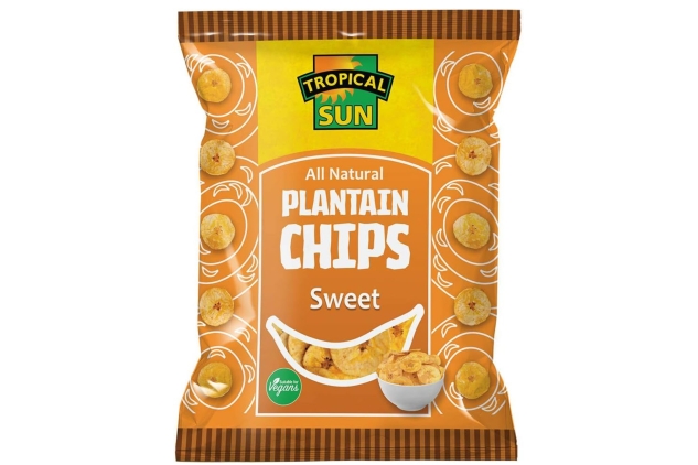 Tropical Sun Natural Plantain Chips Sweet, 70g (Pack of 12)