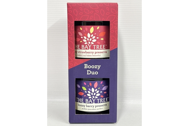 The Bay Tree, Boozy Duo Gift Box, Strawberry and Prosecco Preserve 210g, Boozy Berry Preserve 210g