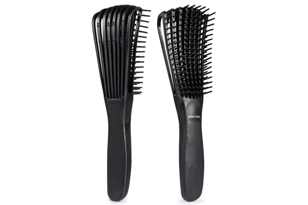 Detangle Hair Brush, Detangling Brush for Black Natural Hair Curly Hair Afro 3/4abc Texture, Faster and Easier Detangle Wet or Dry Hair with No Pain (Black)