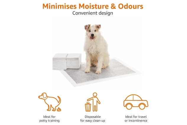 Carbon Odour-Control Dog and Puppy Training Pads, Leakproof with Quick-Dry Surface, X-Large, Pack of 30, Grey