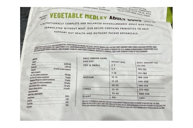 Vitalin Adult Dog Vegetable Medley 12kg Complete Dry Food | DAMAGED BAG | BBE 20/08/2024