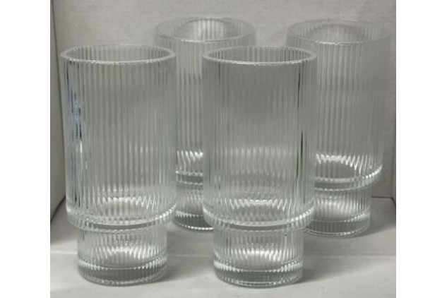 Ribbed Drinking Glasses Set Of 4 | Great Design For Iced Tea