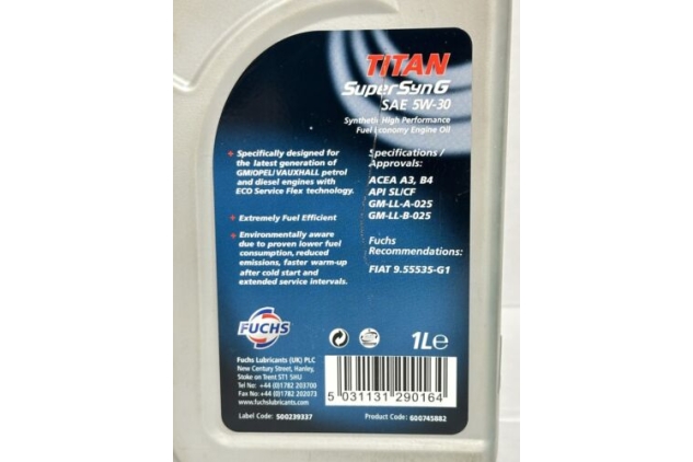 Fuchs Titan SuperSyn G Ultra High Performance Synthetic Motor Oil 1 Litre