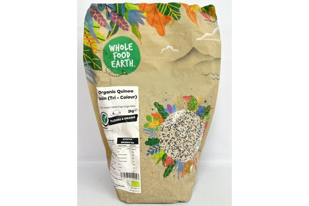 Organic Quinoa Grain (Tri-Colour) 2 kg | Raw | Vegan | GMO Free | High Fibre | Best Before Date 12/09/2025