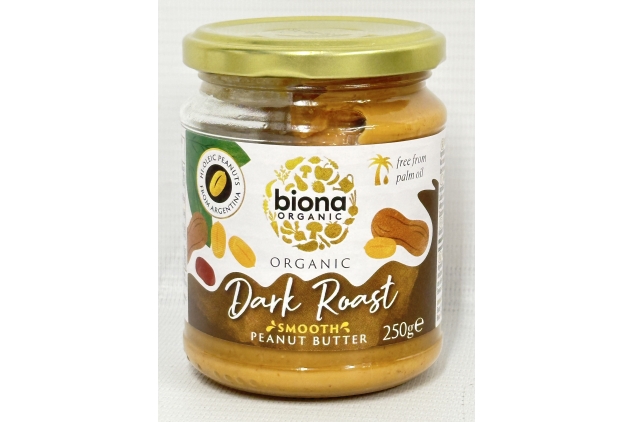 Biona Organic Hi-Oleic Dark Roast Peanut Butter 250g, Pack of 6 - Smooth No Salt - Hi-Oleic Organic Argentinian Peanuts - Naturally Deep and Intense Flavour - Vegan and Palm Oil Free