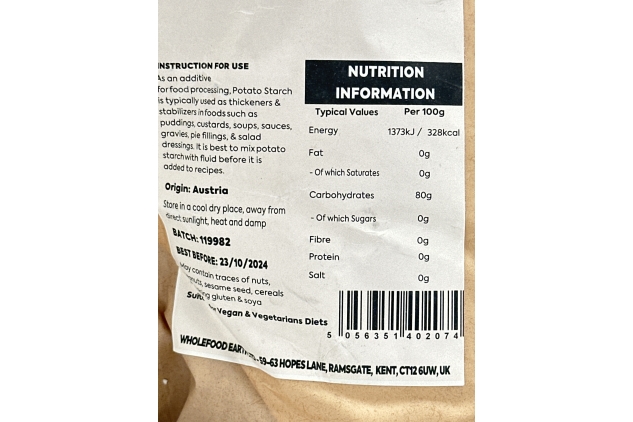 Potato Starch 3kg | GMO Free | Best Before Date 23/10/2024