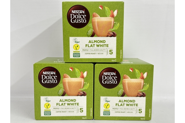 Nescafe Dolce Gusto Coffee Almond Flat White 3 X 12 Pods | 36 Drink Servings Vegan