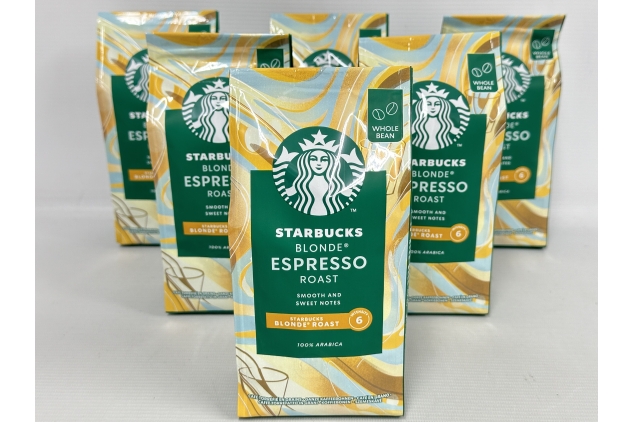 STARBUCKS Blonde Espresso Roast, Blonde Roast, Whole Beans Coffee 200g (Pack of 6)