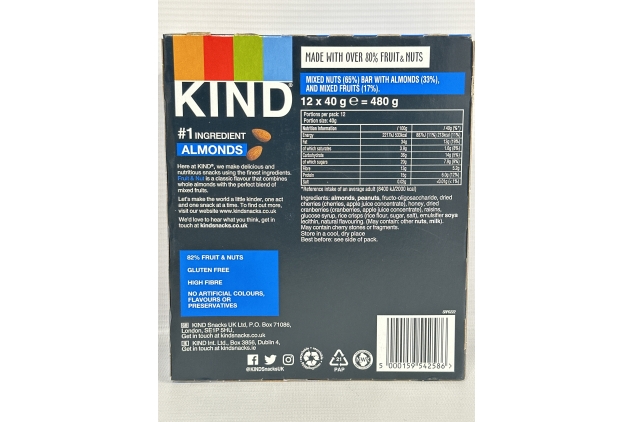 KIND Bars, Gluten Free Snack Bars, Fruit & Nut, High Fibre, Healthy Snack | 12 X 40g | BBE 12/12/2024