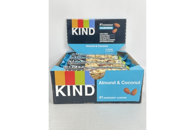 KIND Bars, Gluten Free Snack Bars, Almond & Coconut, High Fibre, Healthy Snack | 12 X 40g | BBE 06/12/2024