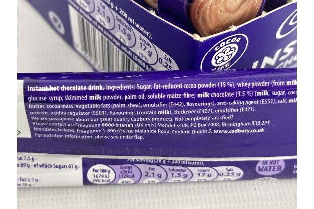 Cadbury Instant Hot Chocolate Stick Pack, 28g (Pack of 30) Best Before Date 19/10/2024