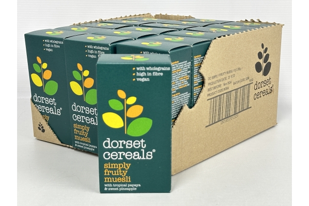 Dorset Cereals Simply Fruity Muesli Catering, BnB, Hotel Pack | Healthy Breakfast Cereal | Vegan | High Fibre | 18 PACKS of 85g | BBE 30/11/2024