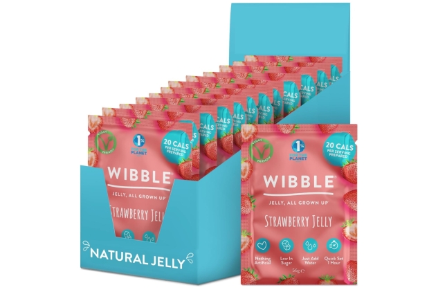 Wibble Jelly Crystals, Strawberry Natural Jelly Powders, Quick Set, 12 pack, Low Sugar, Plant-Based, Low Calorie Snack, Healthy Dessert, Serves 4, Vegan Jelly Crystals, Vegetarian Jello Powder, Sweets