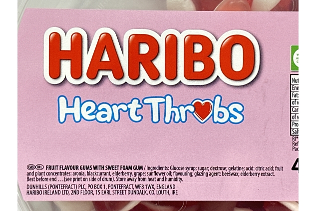 HARIBO Heart Throbs x 150 Pieces (480g) Sweets Tub