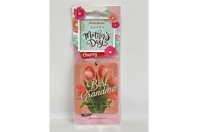 Retro Scents Car Air Freshener ‘Best Grandma’ Mother Day Themed | Cherry Fragrance