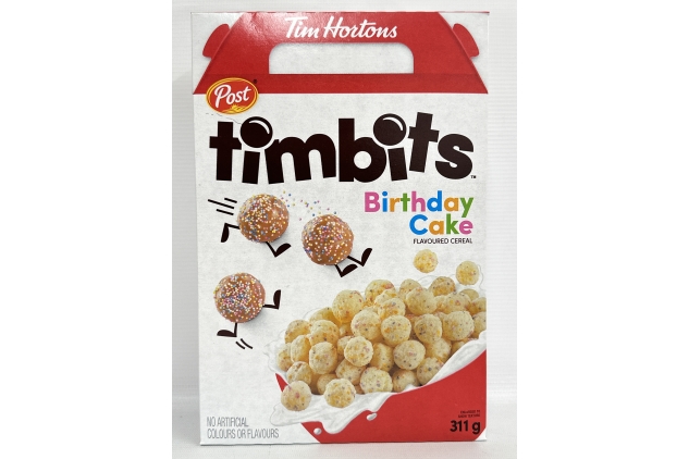 Tim Hortons Timbits Birthday Cake Flavoured Cereal 311g | BEST BEFORE DATE 28/08/2024