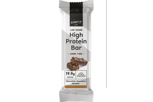 Amfit Nutrition Low Sugar High Protein Bars, Chocolate Hazelnut Flavour, 60g, Pack of 12 | Best Before Date 06/07/2024