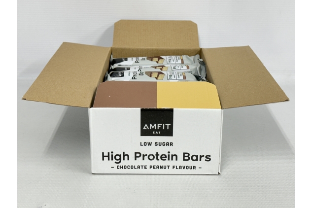 Amfit Nutrition Low Sugar High Protein Bars, Chocolate Peanut Flavour, 60g, Pack of 12 | Best Before Date 08/08/2024