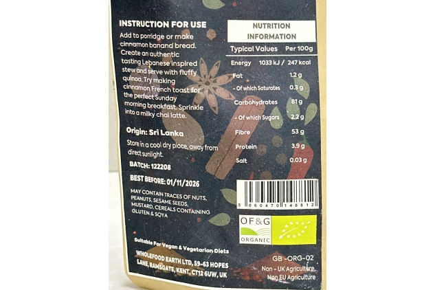 Organic Ceylon Cinnamon Powder (True) 500g