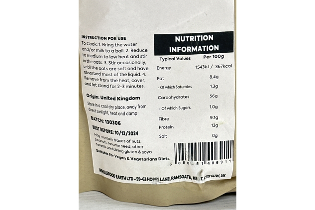 Oatmeal Medium Stabilised 1kg | Vegan | High Fibre | BBE 10/12/2024