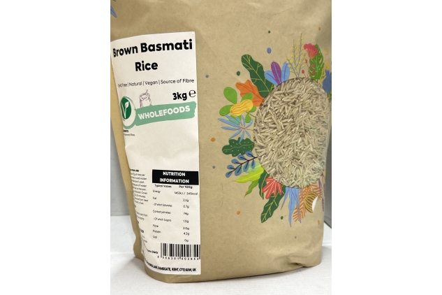 Brown Basmati Rice 3kg | Vegan | Source Of Fibre | Best Before Date 01/11/2024