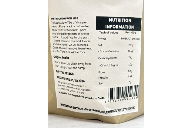 Brown Basmati Rice 3kg | Vegan | Source Of Fibre | Best Before Date 01/11/2024