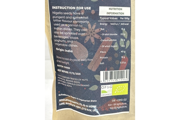 Organic Nigella Seeds 1kg | Garnish Curry, Beverages, Soups