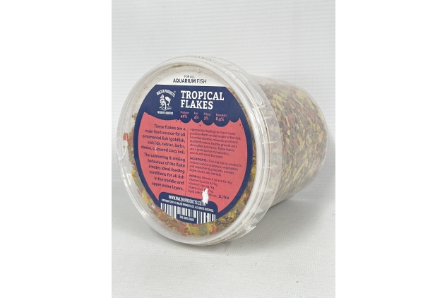 Walters Tropical Fish Flakes (1L Tub) Tropical Fish Food Flakes for Tropical Aquarium Fish | Guppy, Daphnia and Cichlid Fish Food | DAMAGED TUB SEE PHOTOS