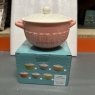 Soup Bowl With Lid Fine China Pink & White Colour Panel Design