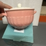 Soup Bowl With Lid Fine China Pink & White Colour Panel Design