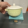 Soup Bowl With Lid Fine China Light Green & White Colour Panel Design