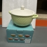 Soup Bowl With Lid Fine China Light Green & White Colour Spotty Design