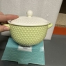 Soup Bowl With Lid Fine China Light Green & White Colour Spotty Design