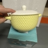 Soup Bowl With Lid Fine China Yellow & White Colour Spotty Design